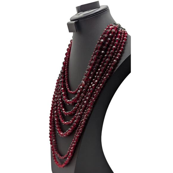 Vintage Grazino Seven Strand Sparkling Wine Acrylic Bead 19"-22" Necklace - Picture 2 of 5